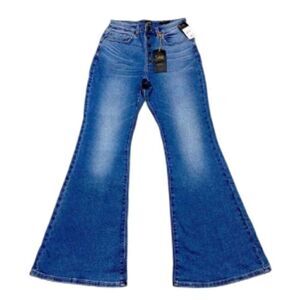 Lee Vintage Modern High Rise Flare Jeans 29x33 NWT Stretch Distressed Denim